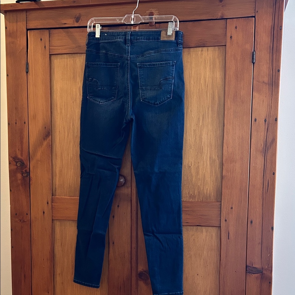 American Eagle Highest Rise Dark Blue Skinny Jegging, Super Stretch X, Size 8 - Picture 3 of 8